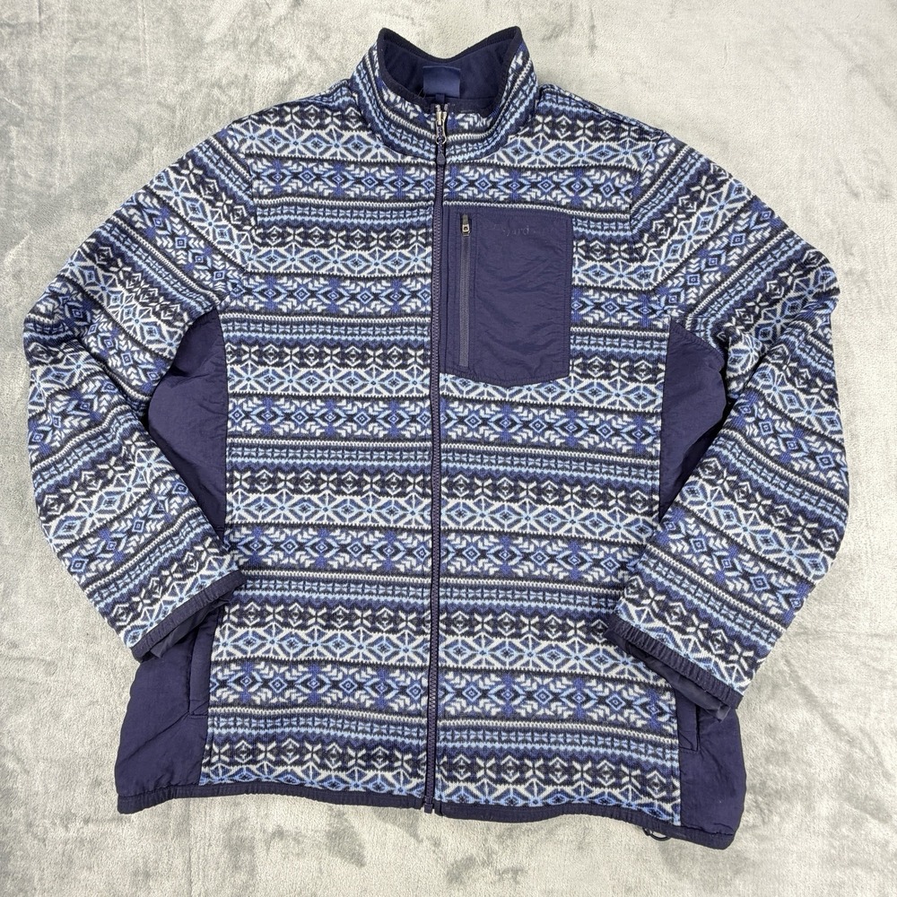 Vineyard Vines Mens L Fair Isle Better Sweater Fleece Full Zip Jacket Blue